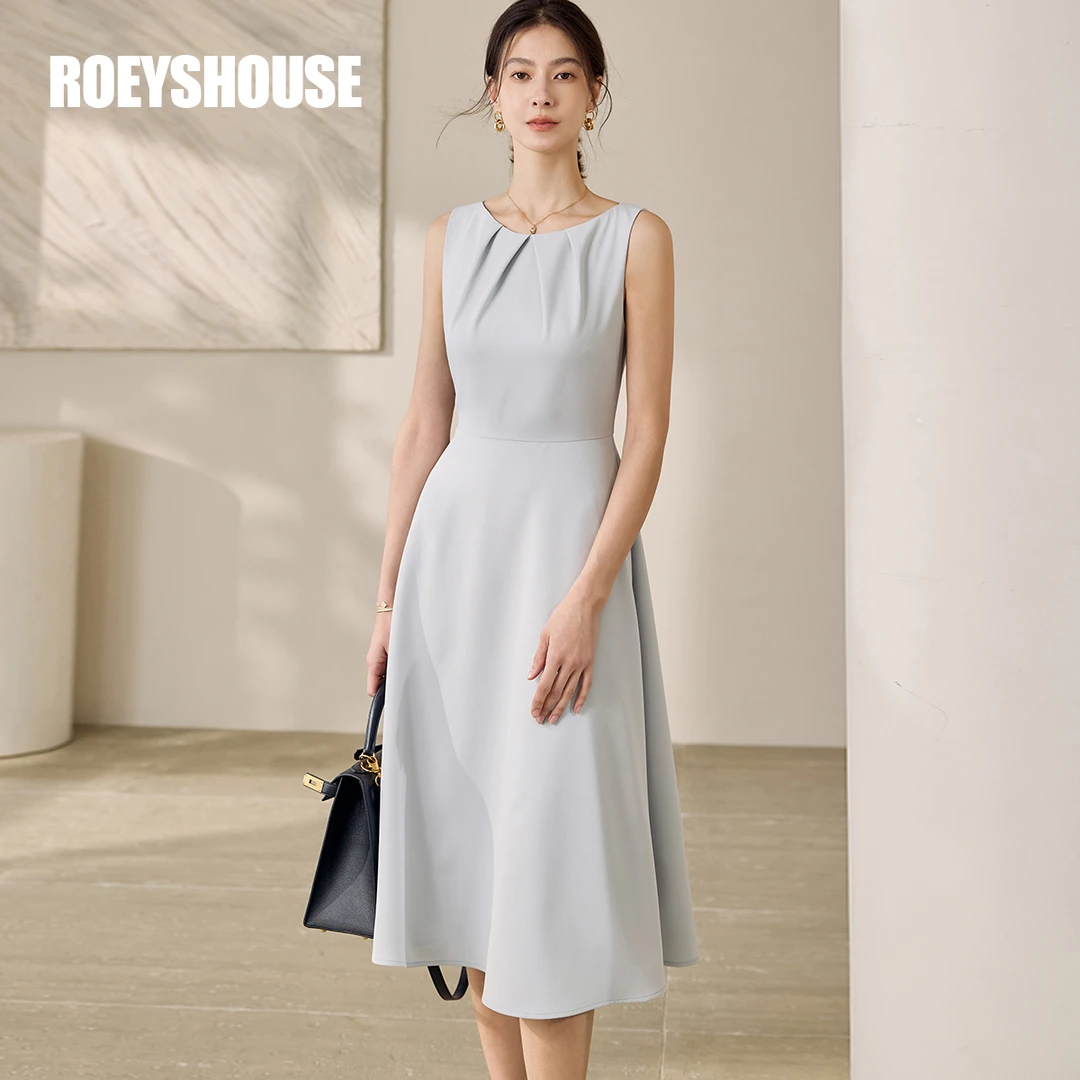 【RH】罗衣气质无袖收腰连衣裙2025夏季新款淡人系大摆裙子11947