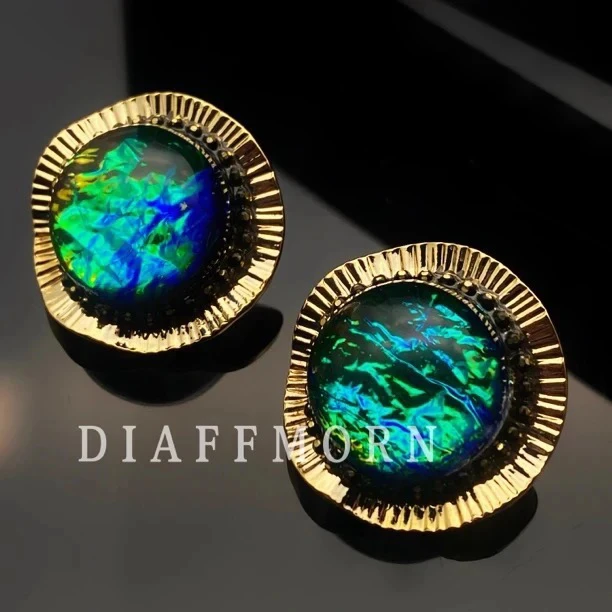 铜合金合成锆石耳饰 Q·M【纸醉金迷】炫彩渐变时尚百搭款耳钉