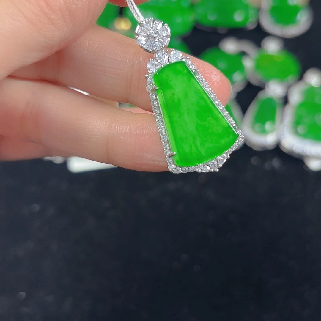 翡翠银S925镶嵌吊坠(不含链)