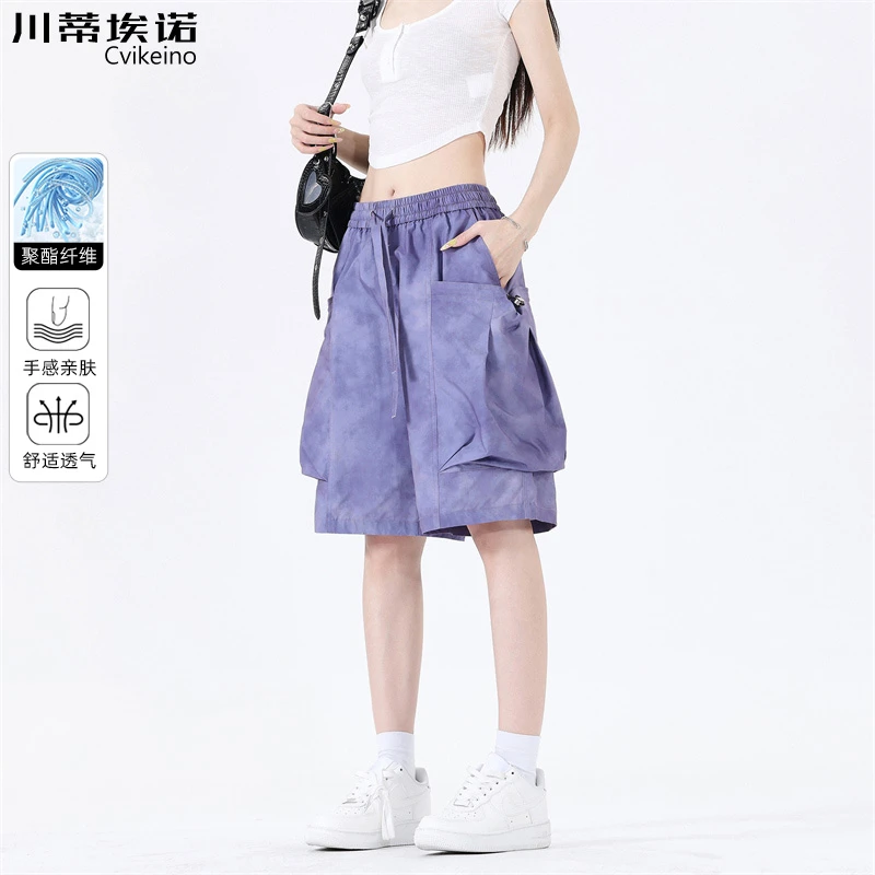 直筒工装短裤女夏新款今年流行宽松大码显瘦阔腿运动情侣五分裤子