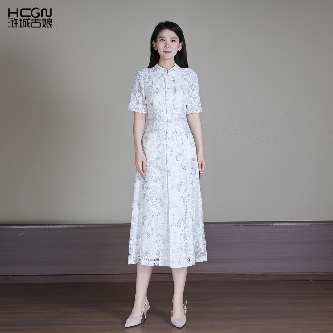 诗影蕾丝旗袍连衣裙HBSS010103