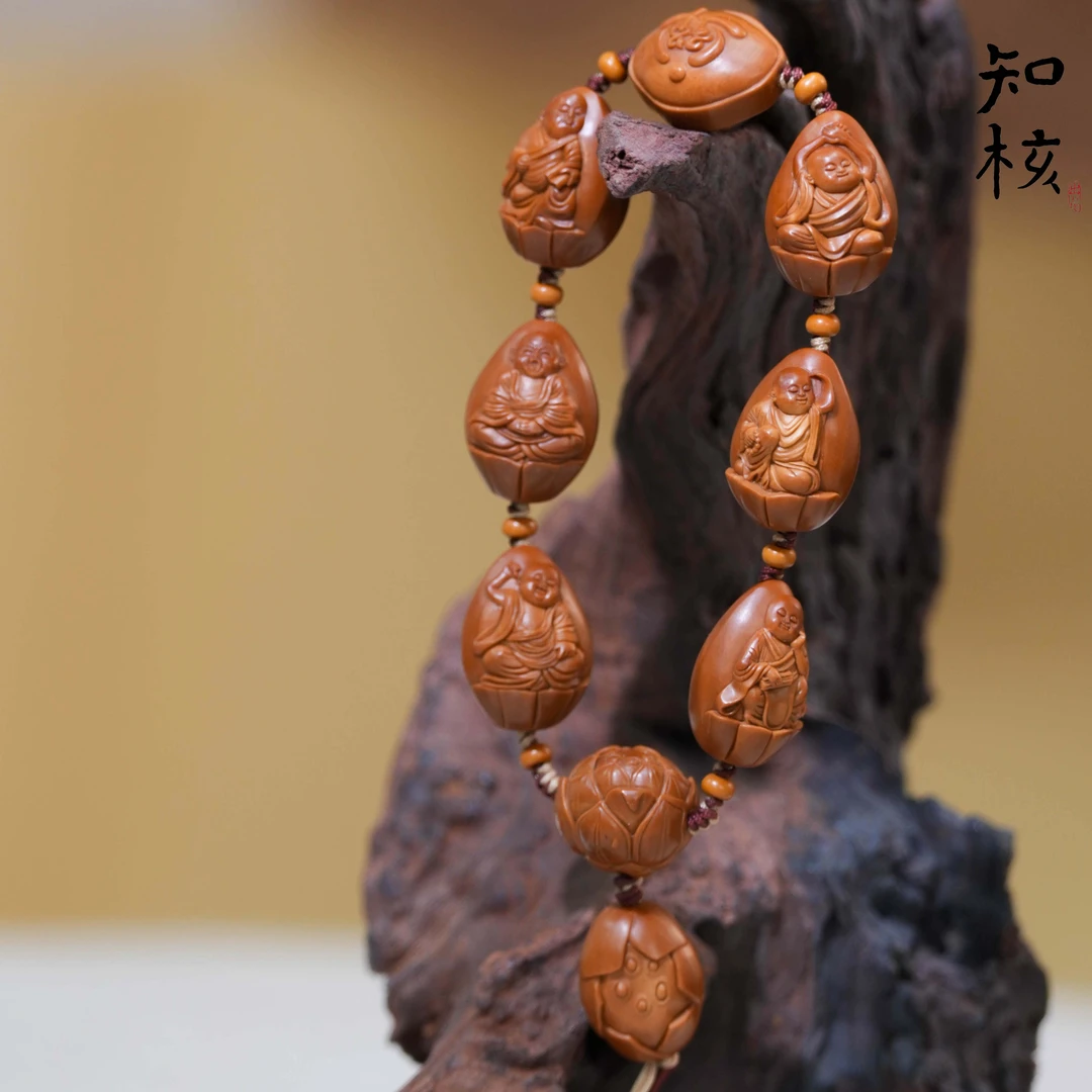 ZHIHETANG-知核堂 浮雕童子系列 水滴核型橄榄核雕刻手串手持