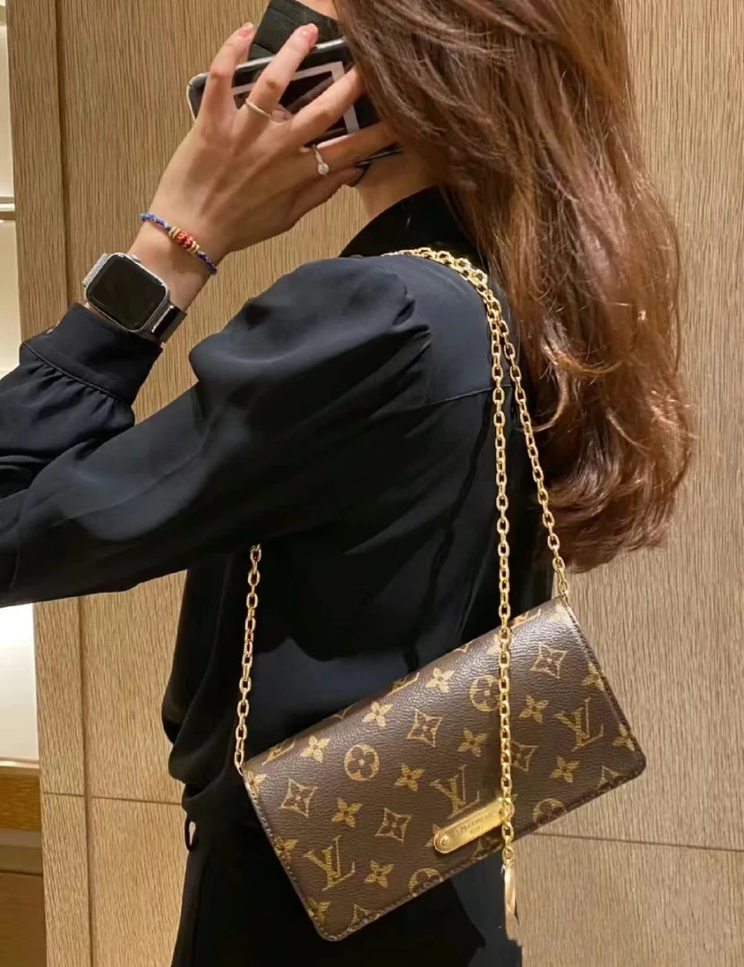 99新 LouisVuitton/路易威登 LV lily老花链条包/严选