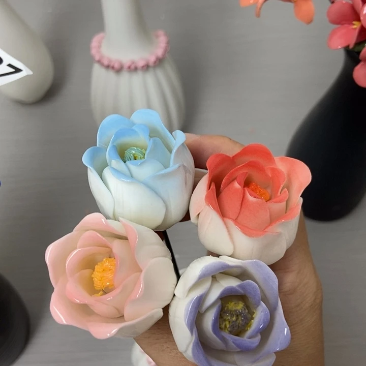 陶瓷手工制作陶瓷花4朵
