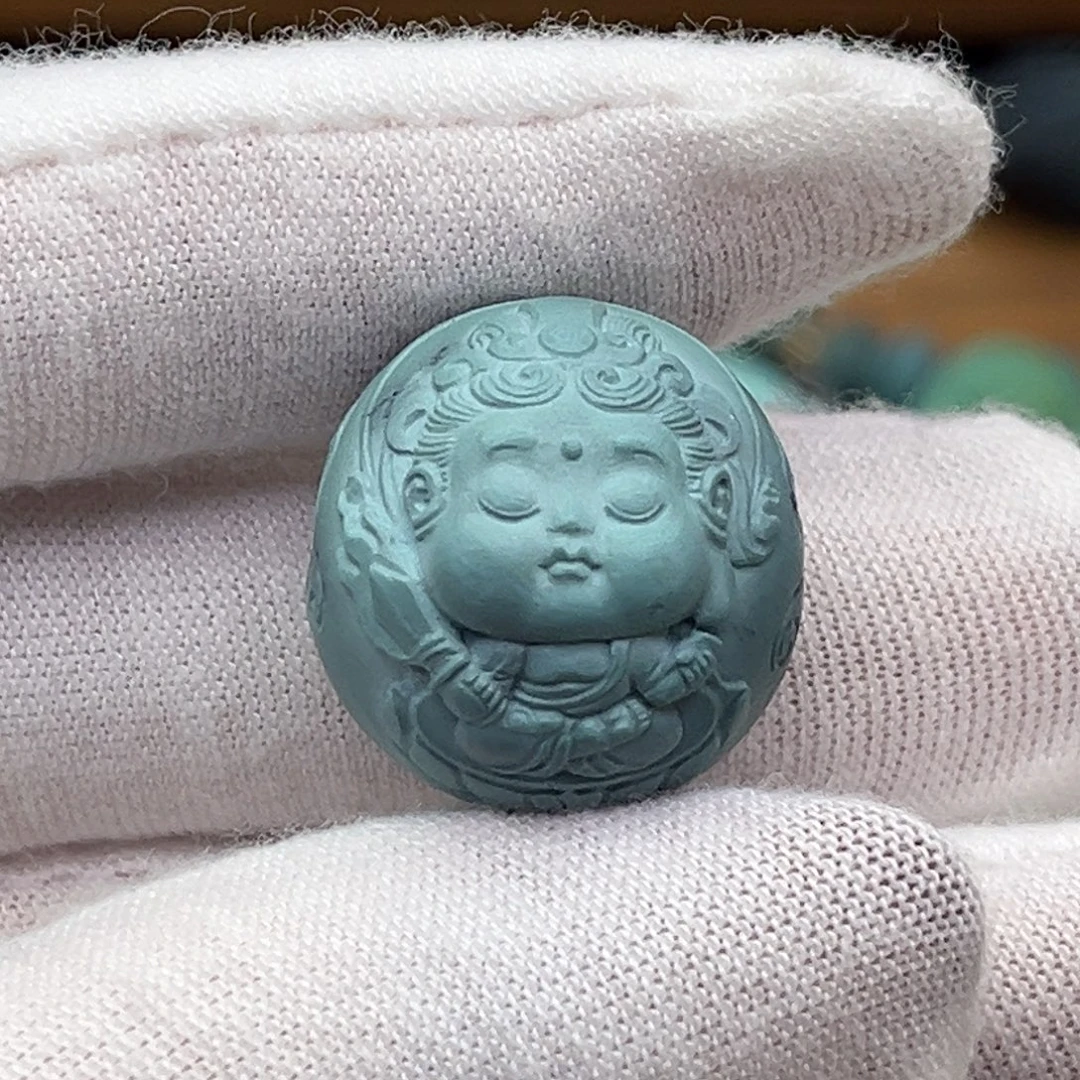 未镶嵌绿松石珠宝奇石文殊圆珠