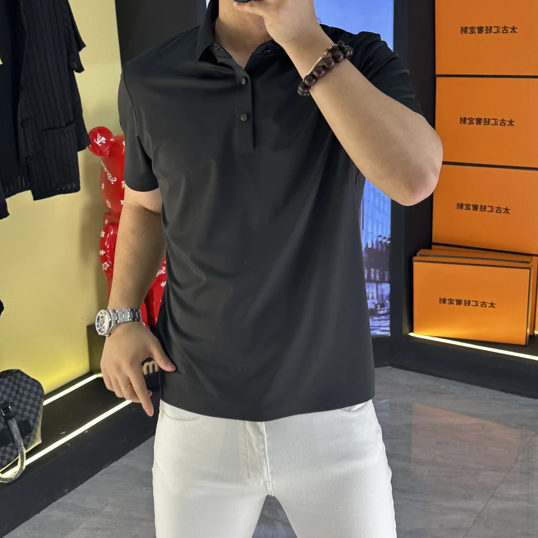 短袖薄款纯色夏季轻量Polo衫翻领商务上衣轻奢时尚春夏提前弹力