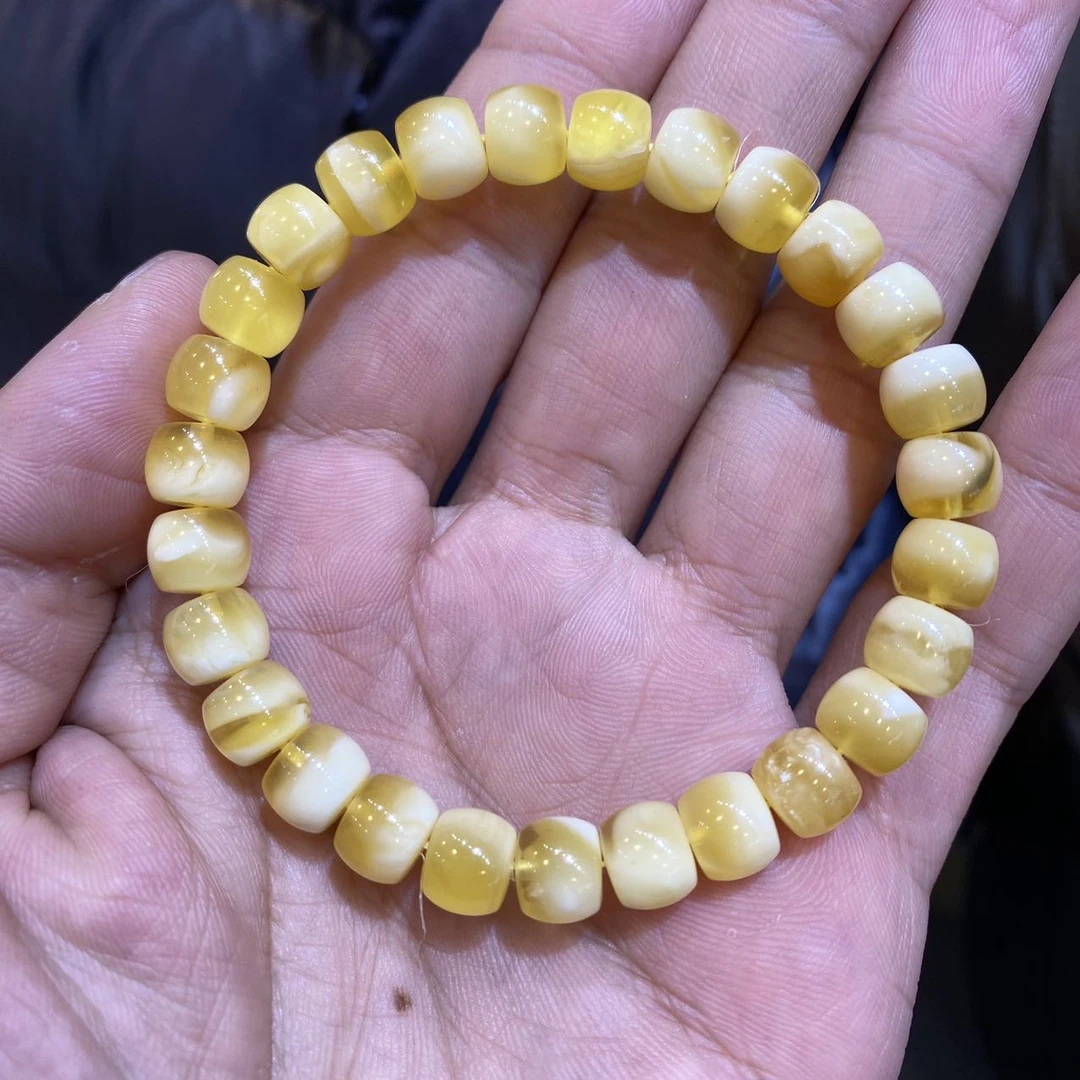 【佳哥严选】J93777-蜜蜡白花蜡单圈手串-8mm左右