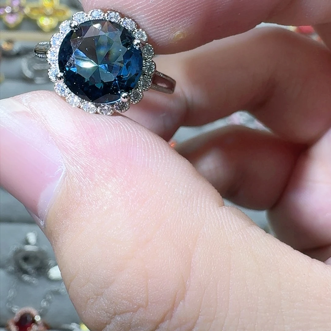 绿水晶戒指银S925镶嵌