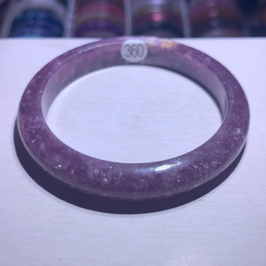 水晶银S925镶嵌手镯紫锂云母59.2圈360