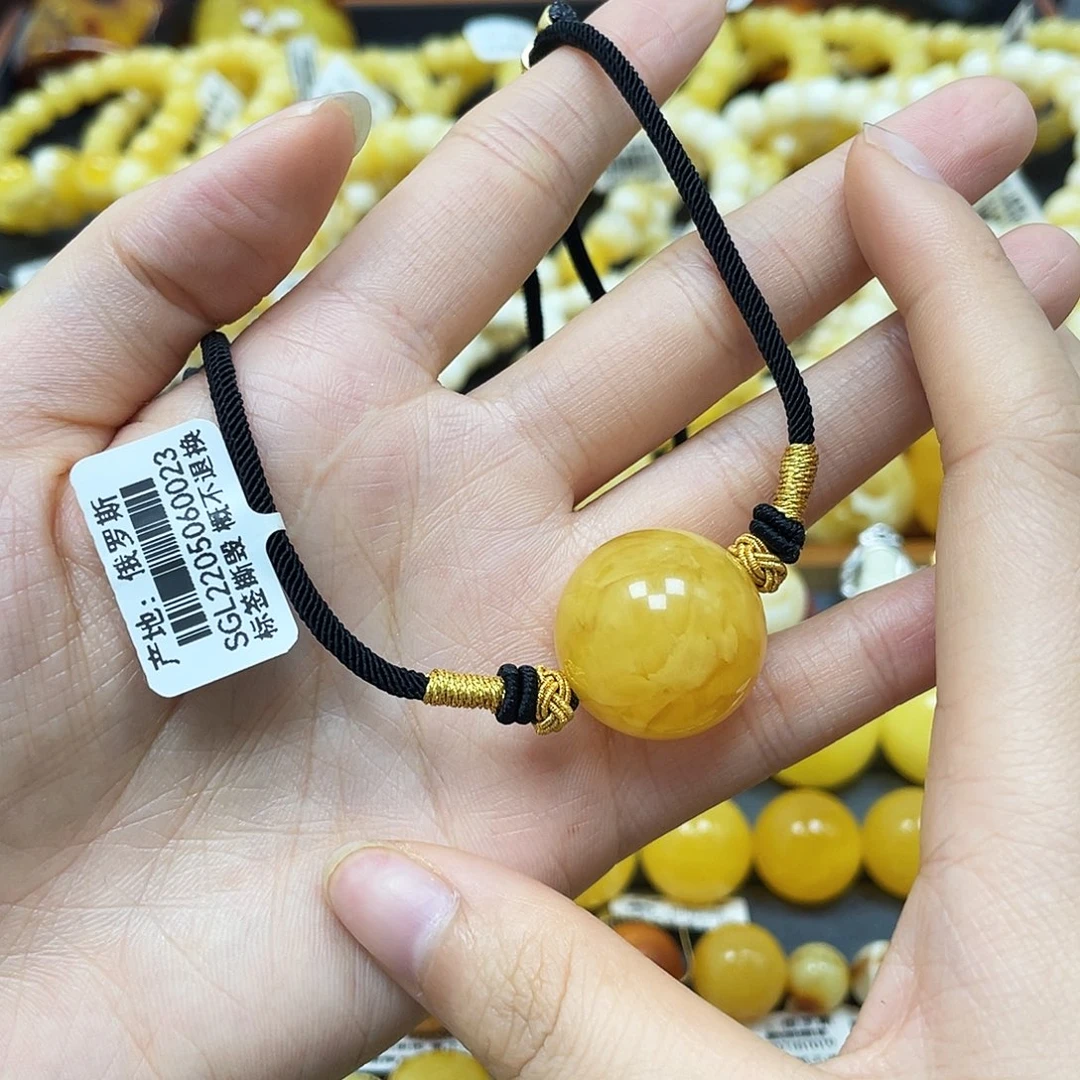 未镶嵌蜜蜡裸石锁骨链圆珠22mm