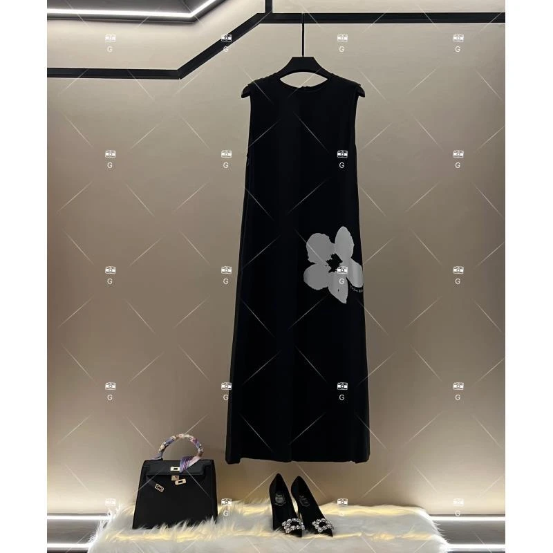 【WW】夏季新款复古时尚百搭印花无袖连衣裙 H-1027