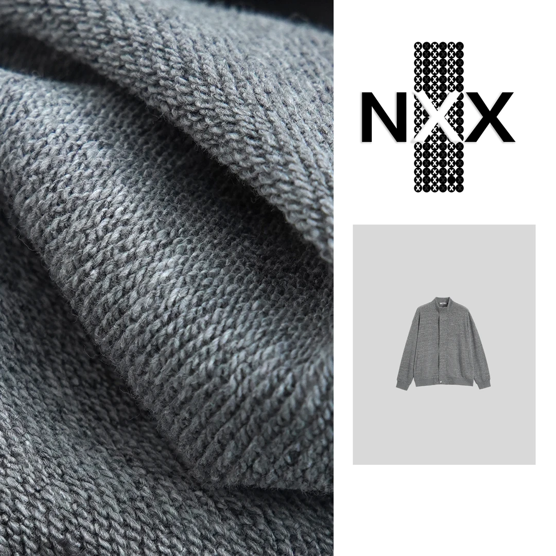 【NXX】2024秋季灰色韩版运动潮流刺绣开衫时尚休闲宽松长袖外套