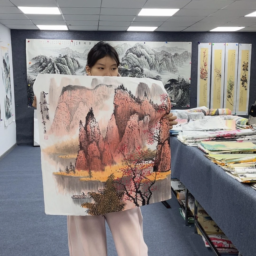 国画作品小姐姐放漏中