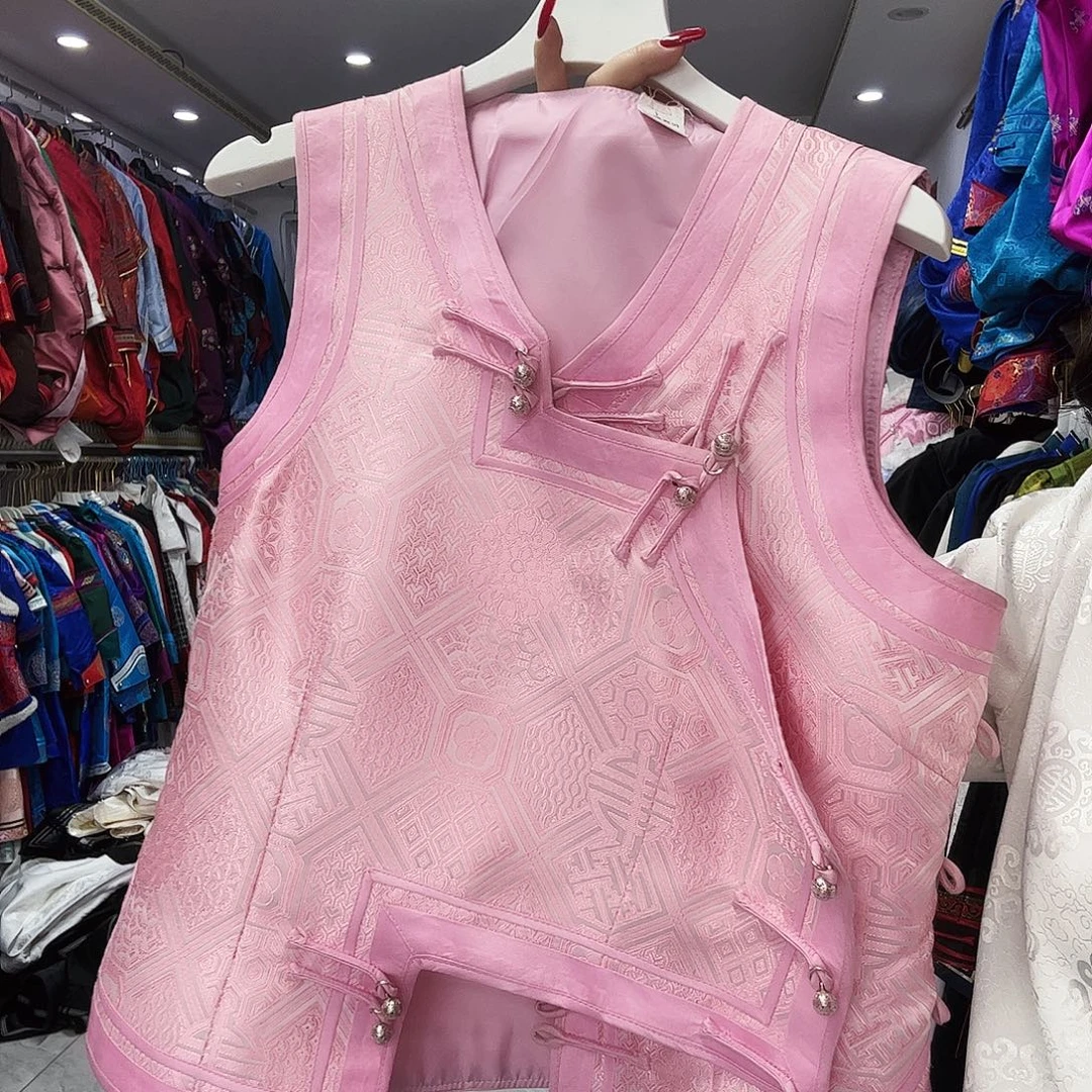 粉色无领马甲XL码