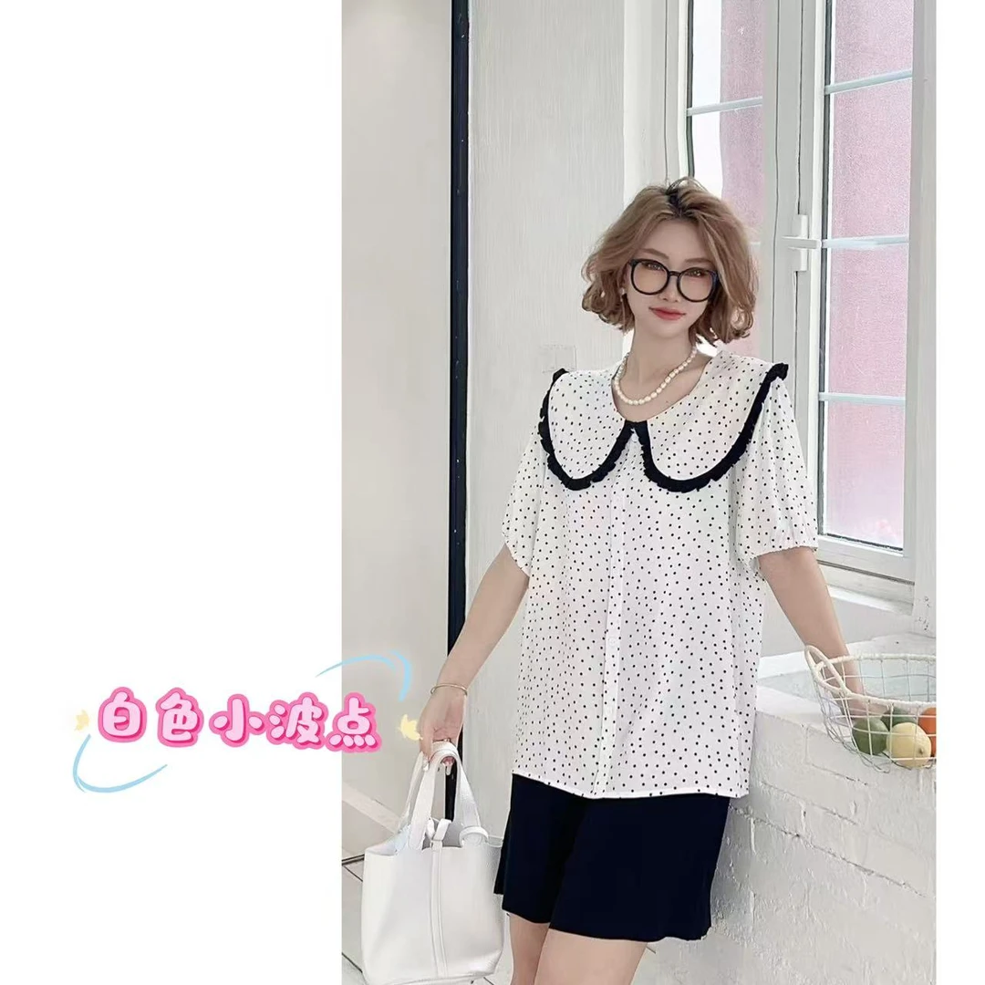 当当家-（娃娃领）人造棉显瘦气质时尚夏季翻领棉绸娃娃衫-6277