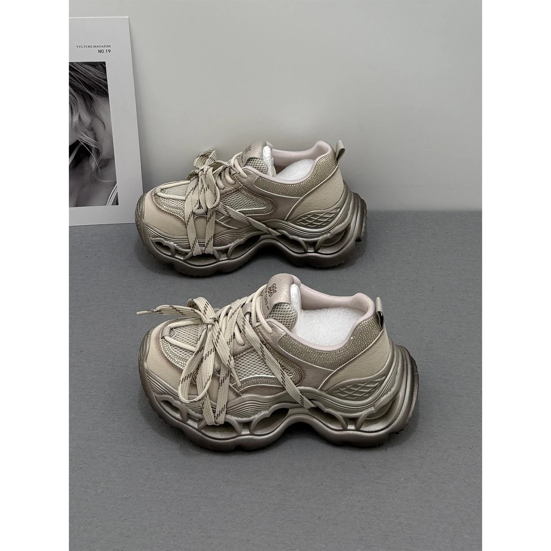 高端老爹鞋女2025秋季新款欧洲站休闲厚底增高小个子运动跑步鞋潮