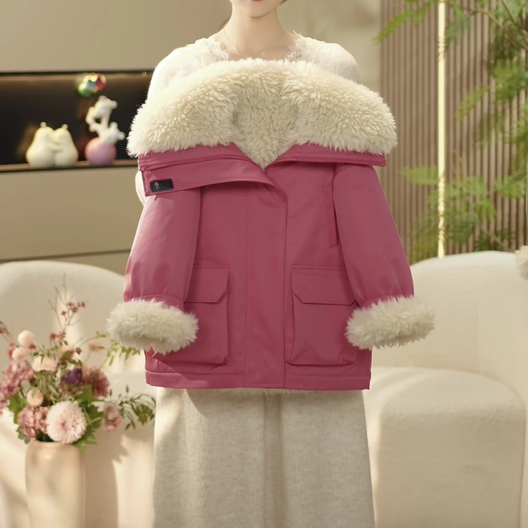 SMOTOUCH MUD女童新款2024冬季大翻领加绒加厚棉服外套--Y4008