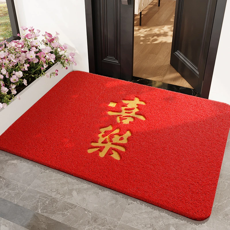 入户门地垫2025新款红色进门大门口脚垫家用丝圈门垫防滑免洗地毯