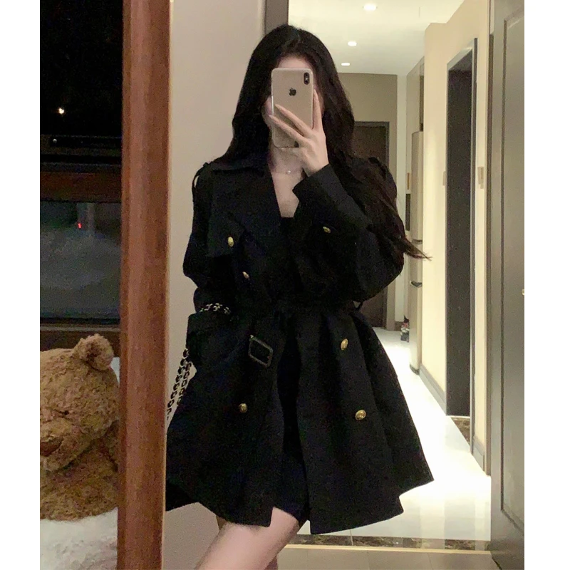 韩剧女主 ins气质千金高级风衣赫本简约重工百搭收腰显瘦大衣外套