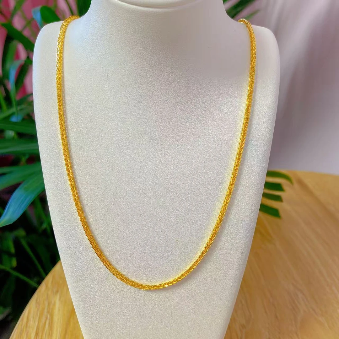 足金999简约时尚车花百搭肖邦项链