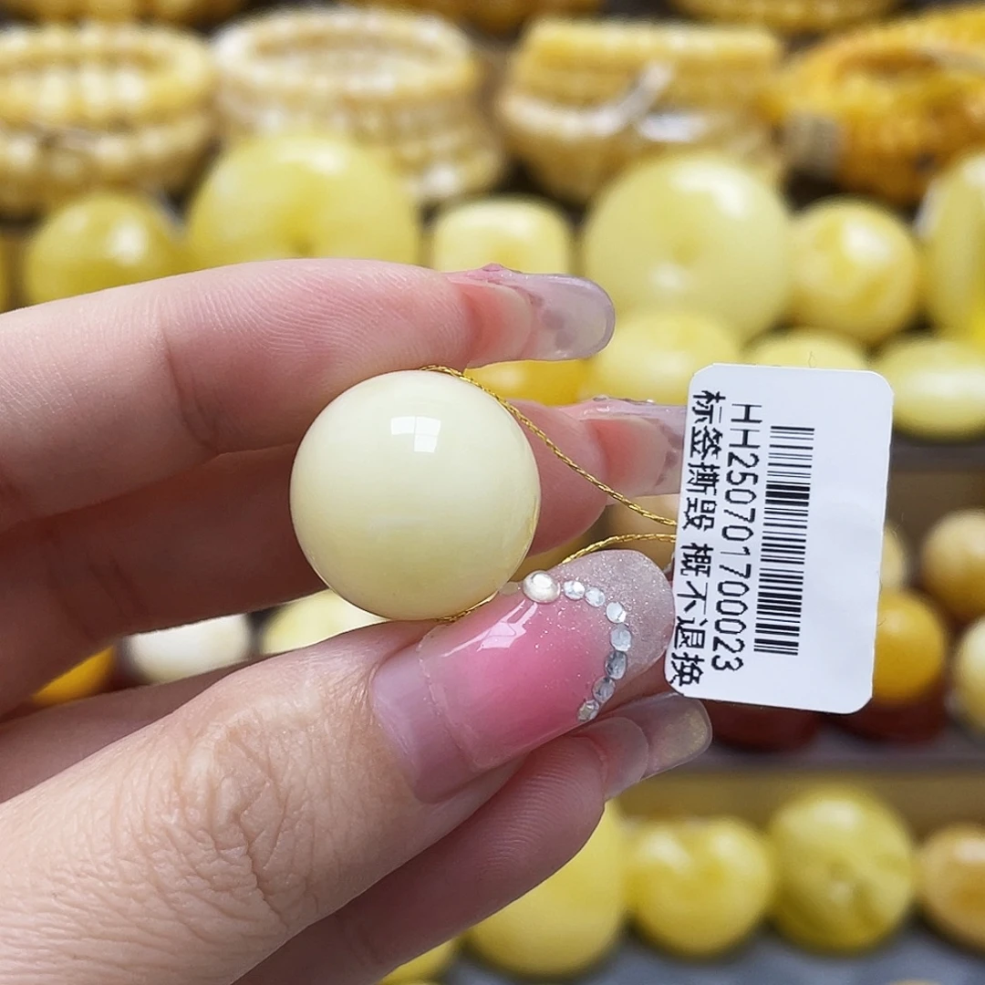 裸石琥珀未镶嵌18.2mm浓蜡妖花圆珠