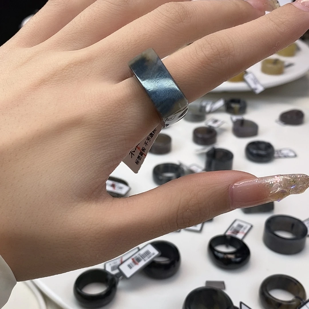 和田玉（糖玉）未镶嵌戒指Z207 马鞍青花17.3