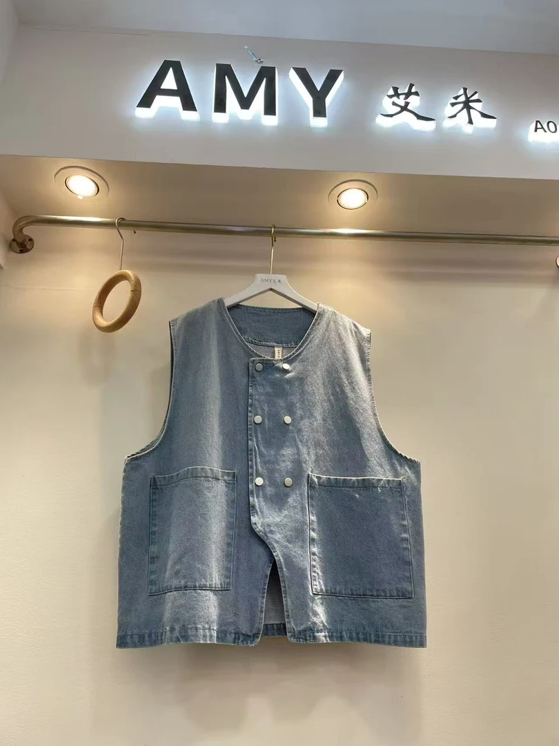 米多多 AIMI#2637#潮流复古百搭牛仔马甲 kc