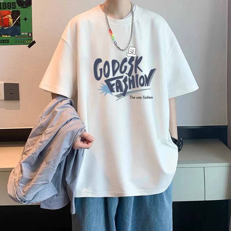 青少年纯棉短袖t恤男女同款潮牌宽松大码半袖夏季学生美式上衣ins