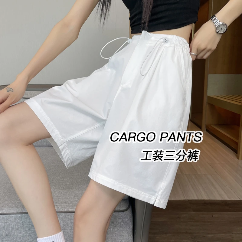 工装短裤女2025新款夏季薄款冰丝速干裤子美式休闲A字五分运动裤