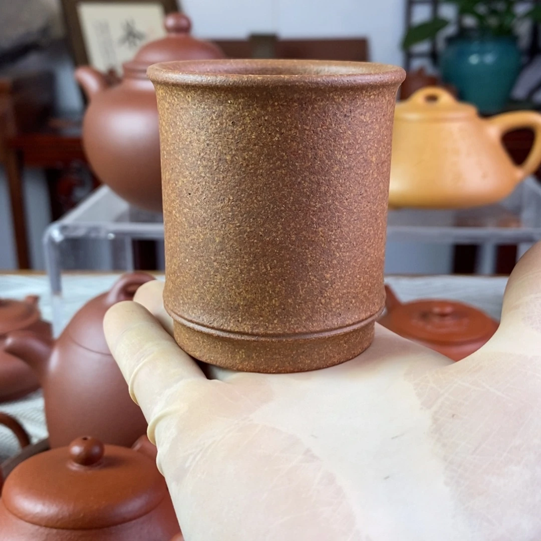 紫砂茶杯降坡泥竹节杯零添加90cc