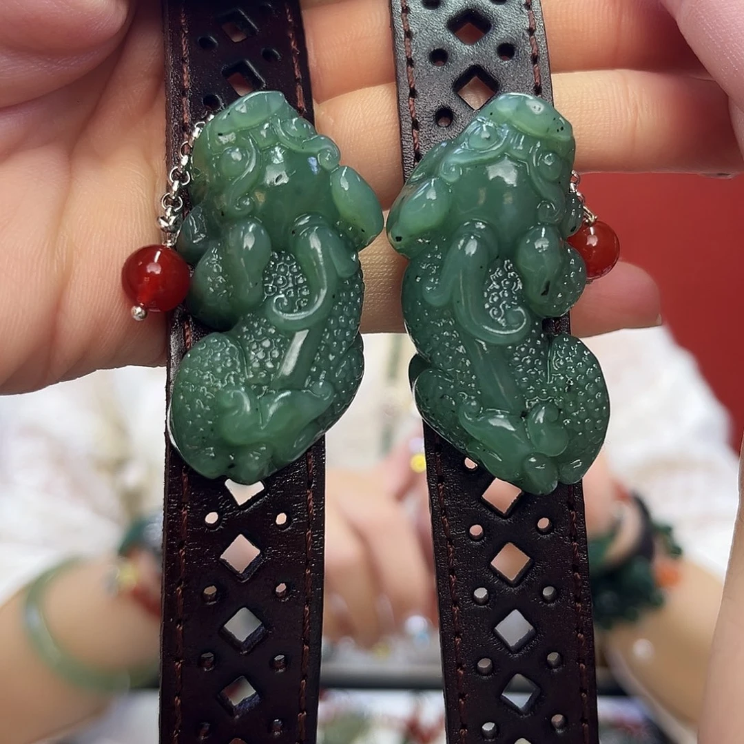 和田玉（碧玉）手链未镶嵌皮球