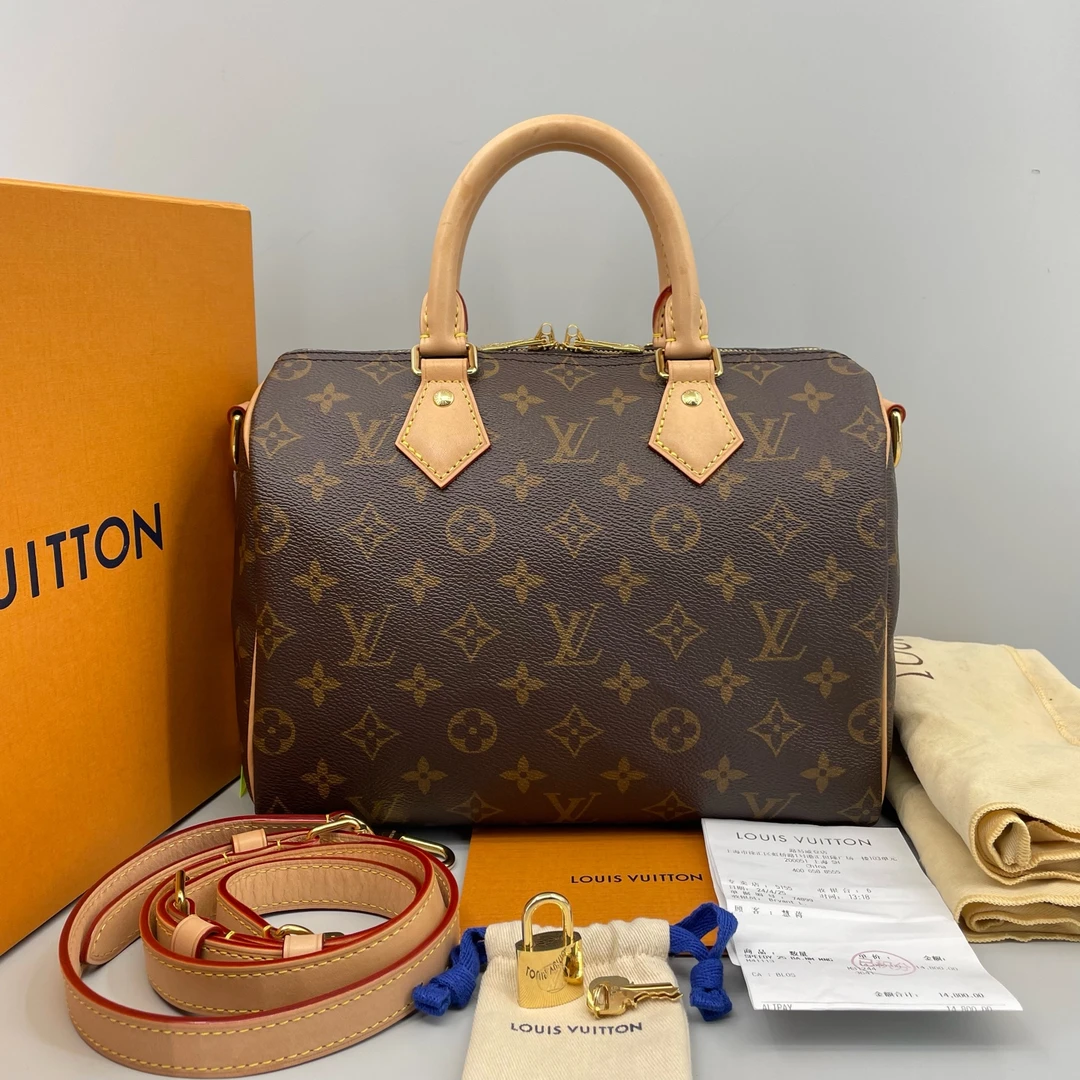 95新 LouisVuitton/路易威登 优选/Speedy25斜挎包全套 25x20x15