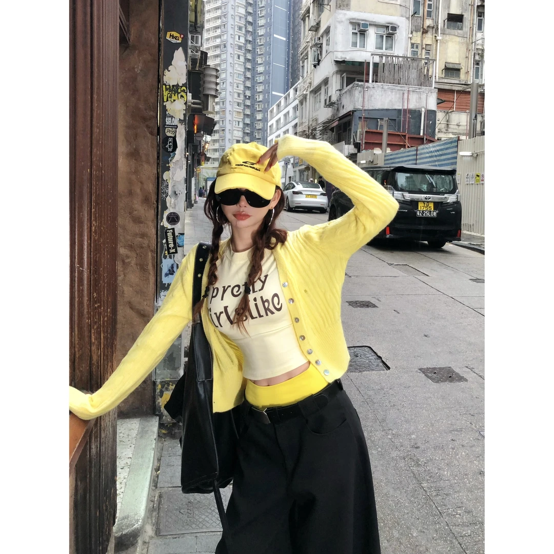 LI婉君【百搭小开衫】早春时尚短款毛针织衫上衣LWJ25A1C085