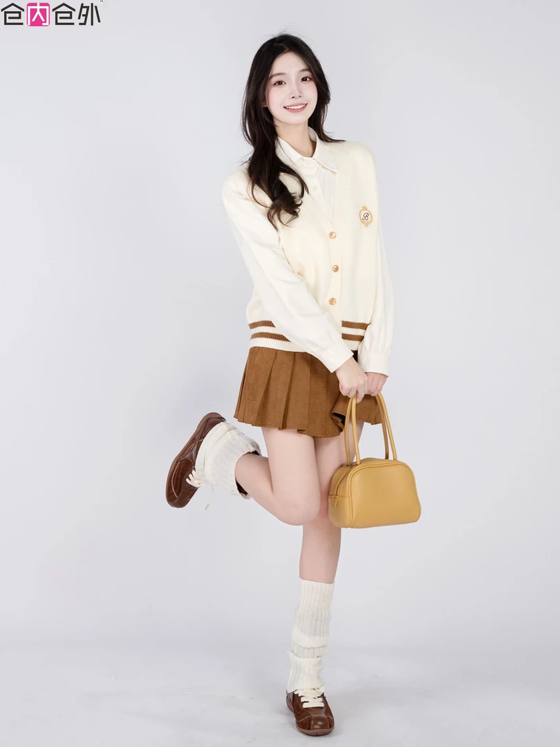 【NEW】秋冬穿搭琥珀美拉德风百褶裙搭配上衣马甲半身裙两件套