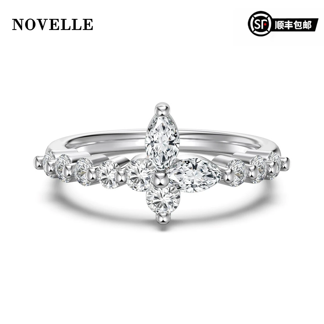 925银合成锆石戒指 NOVELLE「沉星Nebula Sink」气质蝴蝶镶钻戒指女