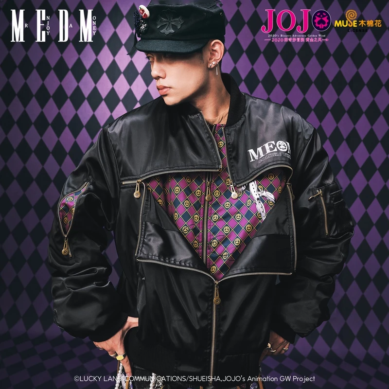 MEDMxJOJO的奇妙冒险联名-布加拉提拉链夹克棉服潮牌情侣棉衣外套