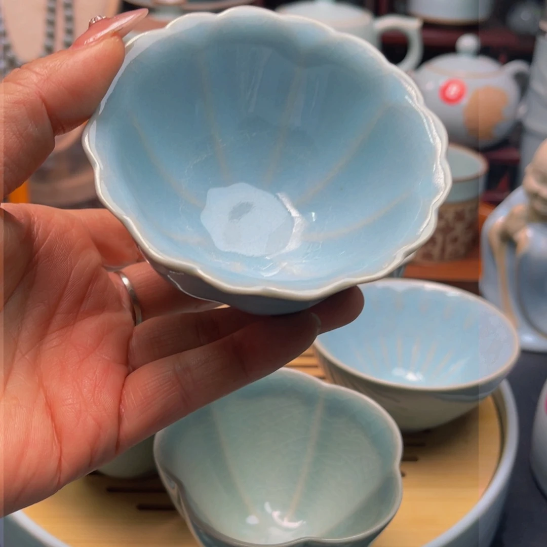 【闪购商品】摆件瓷汝州单壶，壶，杯，盖碗
