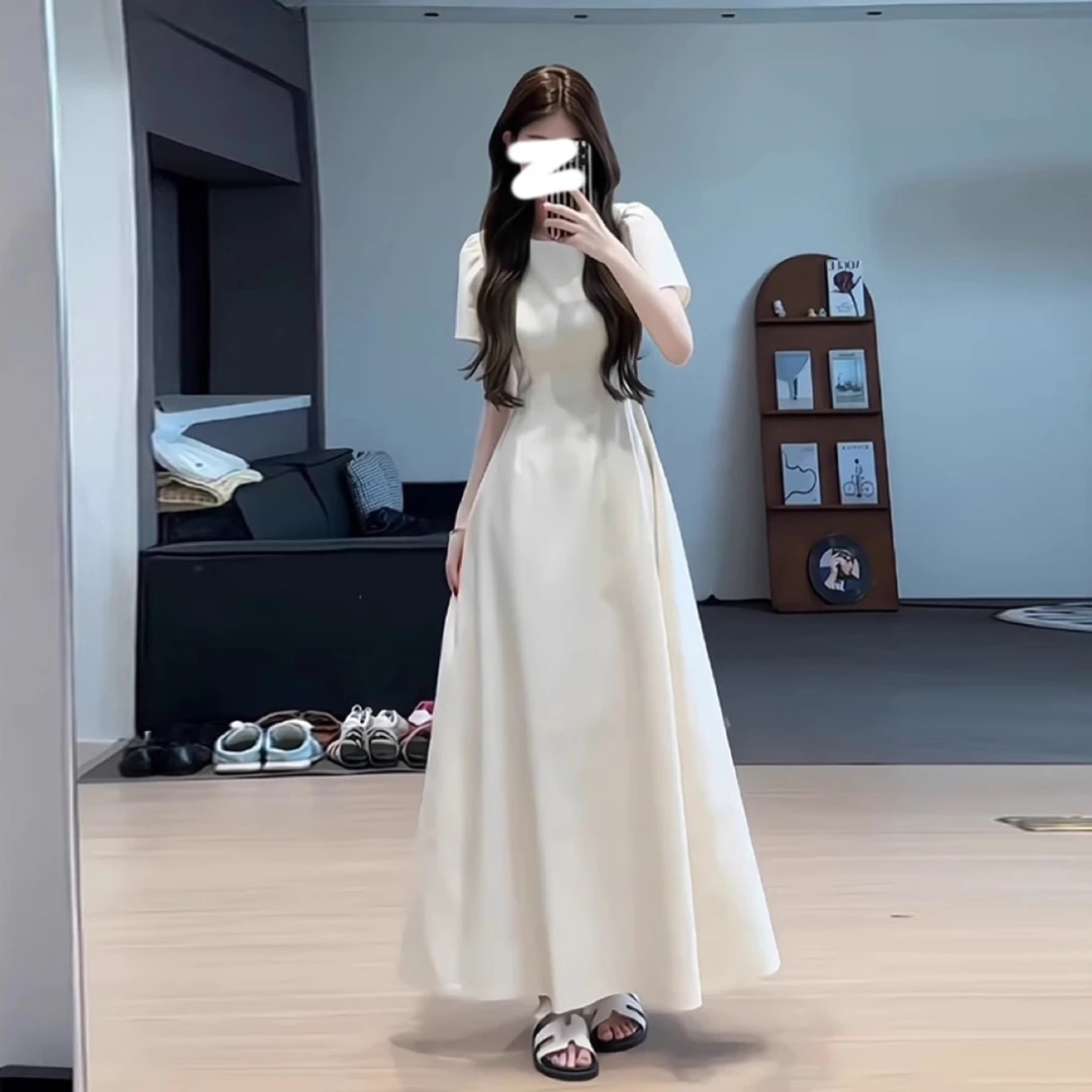 连衣裙夏女2025新款茶歇法式气质赫本风高级感修身收腰显瘦长裙子