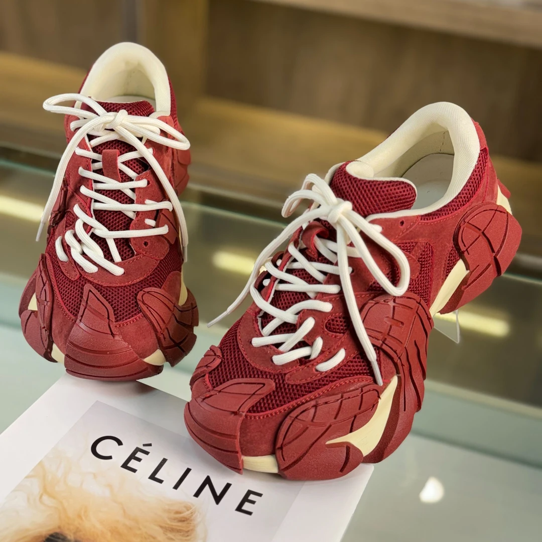 2025冬季新款跟高5cm欧洲站个性八爪鱼老爹鞋真皮潮鞋网面运动鞋