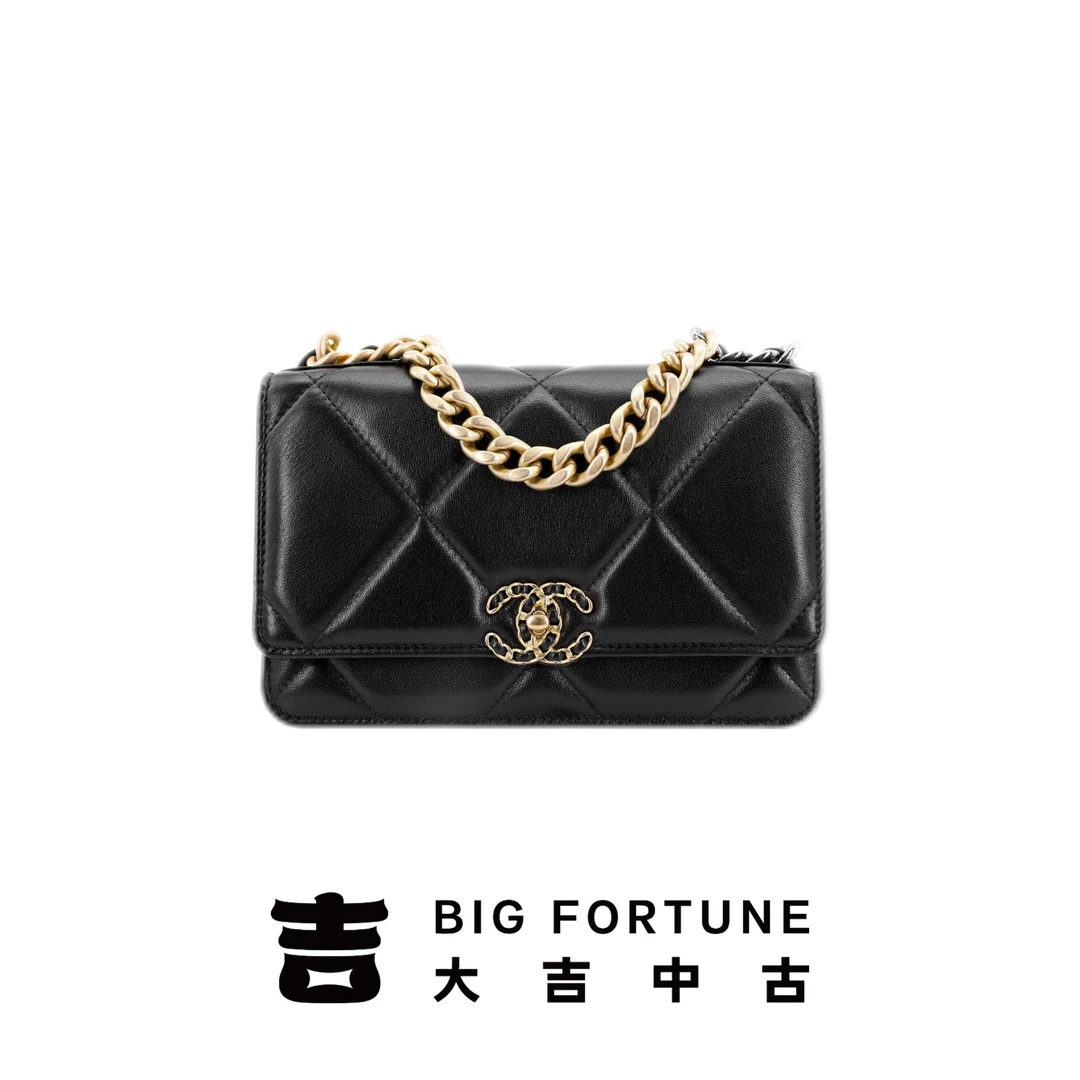 95新 Chanel/香奈儿 大吉中古/Chanel香奈儿黑金19bagwoc斜挎包