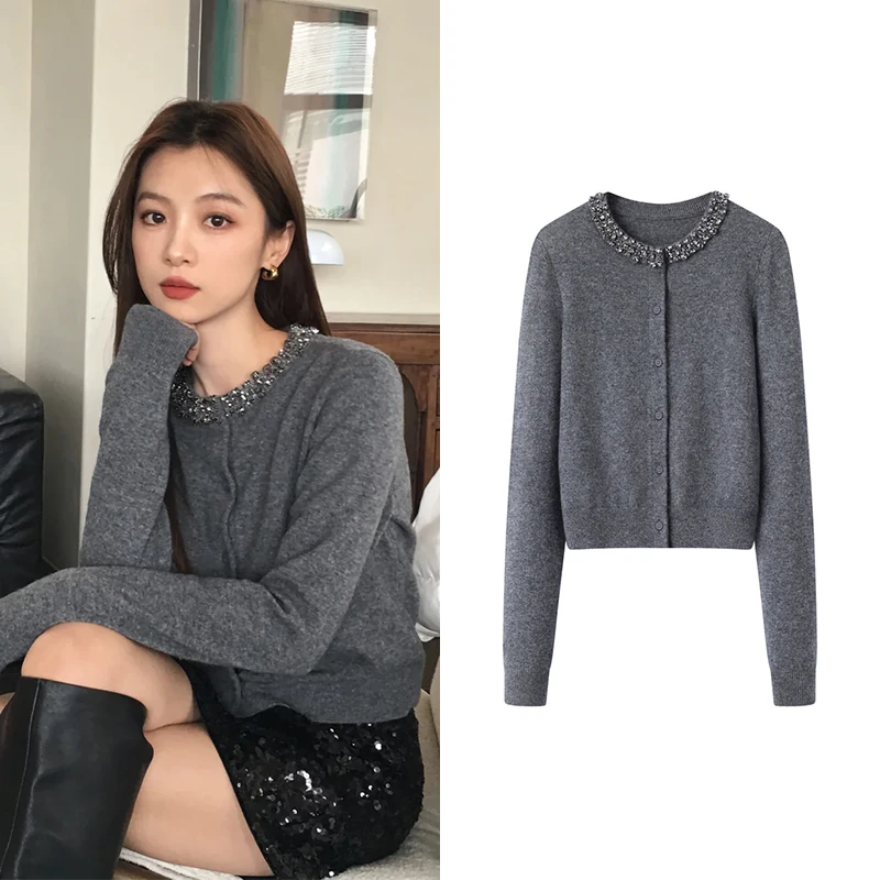 【艾】2025春季新品款百搭锦羊毛针织衫上衣X5068