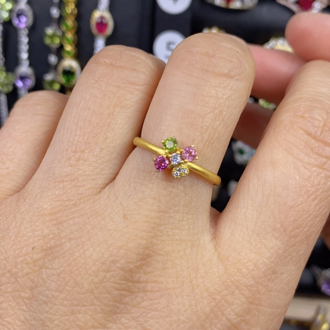 橄榄石戒指银S925镶嵌