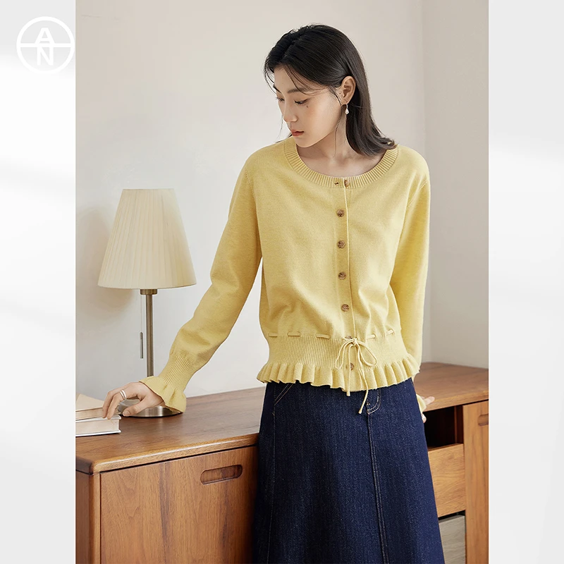 【憨娜专属】AN大码女装超好看软糯针织衫秋季胖mm收腰毛衣开衫