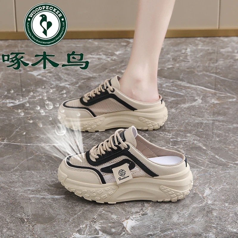 啄木鸟特价凉拖鞋女2025夏季新款超火厚底百搭懒人一脚蹬凉拖鞋女