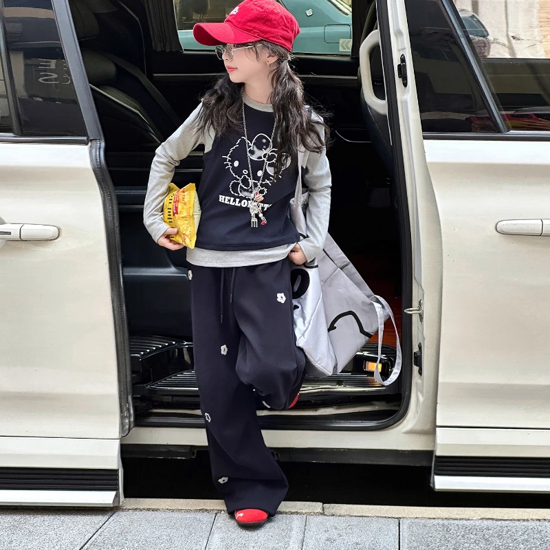 女童春秋长袖T恤2025新款儿童洋气韩版秋装女孩打底衫中大童上衣t