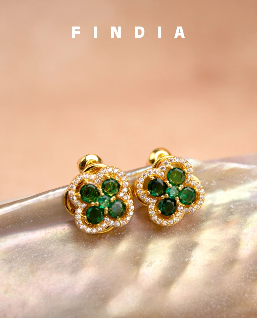 黄铜耳饰 FINDIA绿野繁星旋转锆石时来运转灵动百搭通勤高级耳环