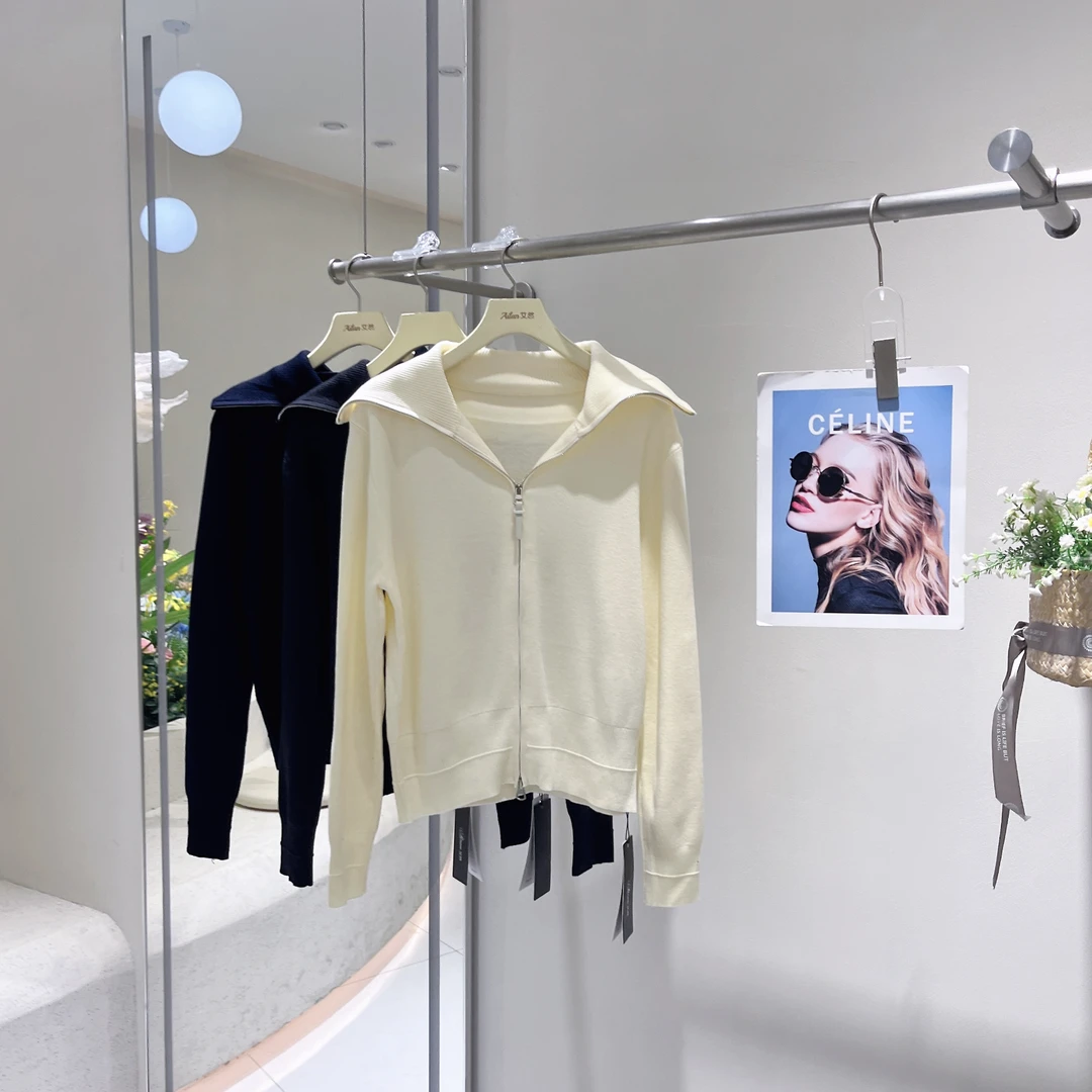 艾然秋款上新双拉链大翻领开衫3971