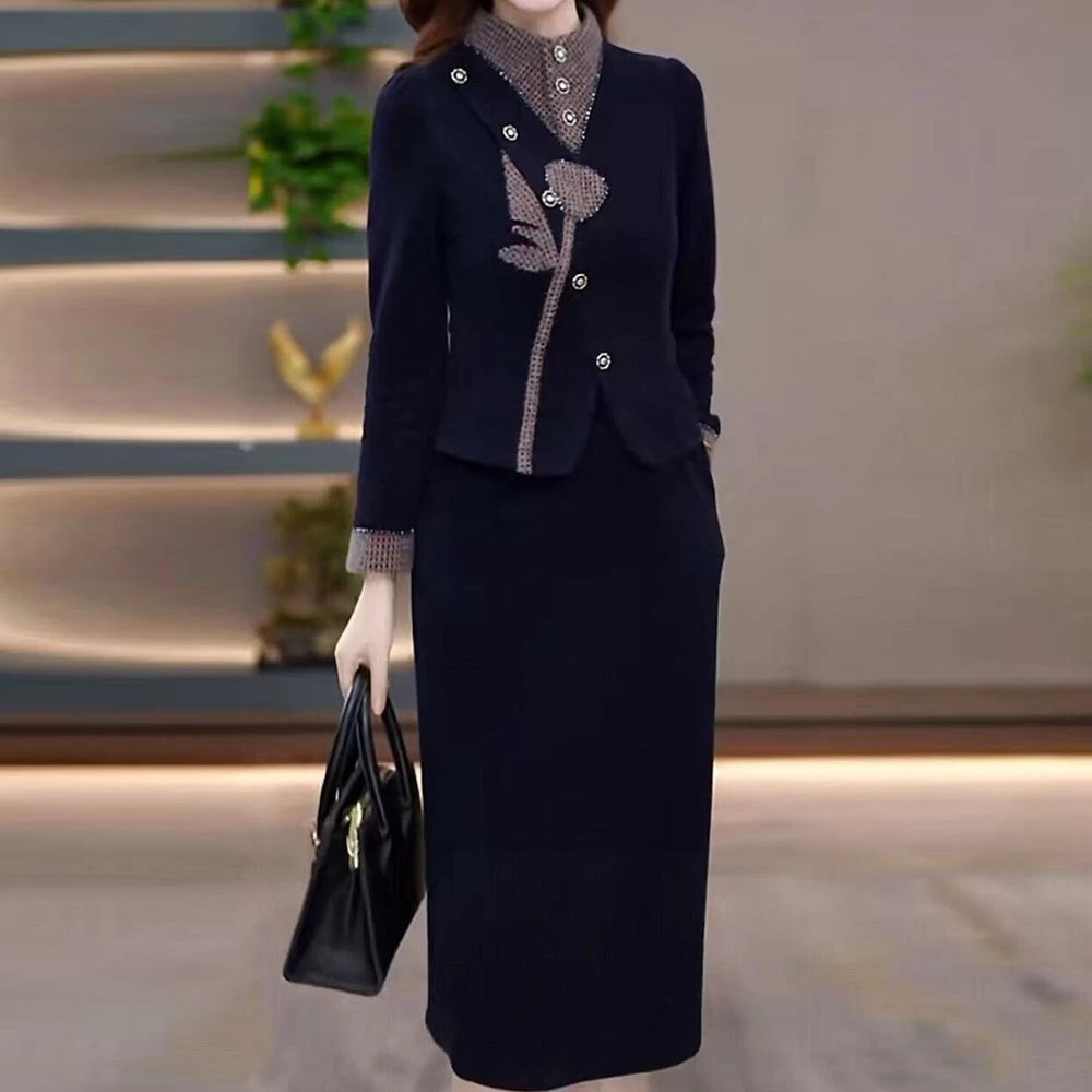 高档贵妃绒时尚洋气简约优雅礼服裙2025秋冬新款中长收腰连衣裙女