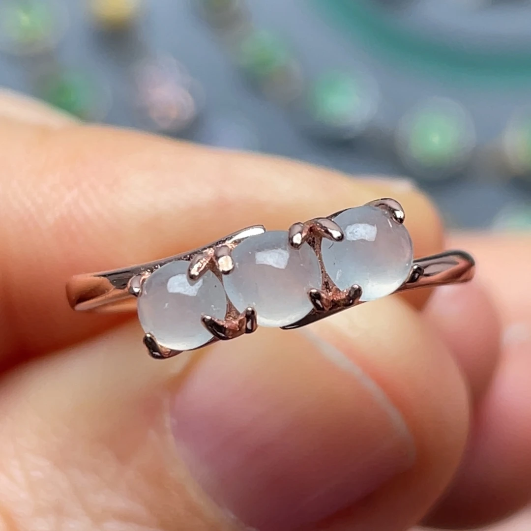 翡翠银S925镶嵌戒指纯天然缅甸翡翠A货