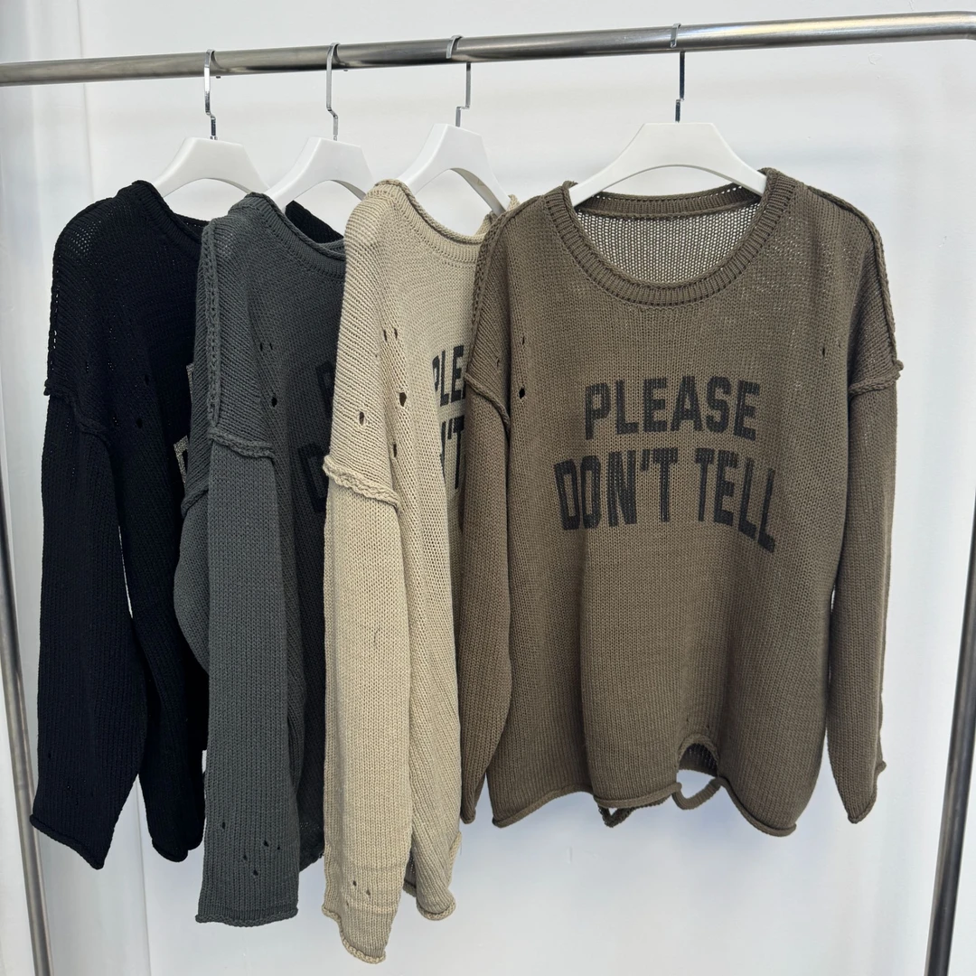 Sinbar Farm韩系做旧字母套头针织毛衣